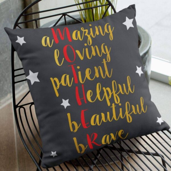 Mothers Day Cushion Starry Beautiful Mom Meaning Printed Throw Pillow Sofa - Black