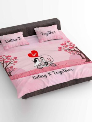 Romantic Riding It Together Couple Bedsheet With 2 Pillow Covers
