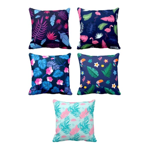 TheYaYaCafe ® Canvas Cotton Cushion Covers Enticing Floral Flowers Printed Sofa Throw Pillows (Multicolor, 20X20 inches) - Set