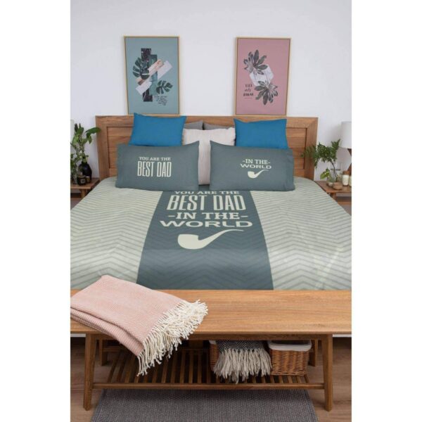 World Best Dad Bed sheet With Pillow Covers for Father