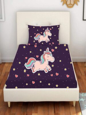 Kids Cute Unicorns Printed Bedsheet