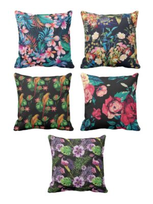 Antique Rose Flower Floral Cushion Cover Set of 5