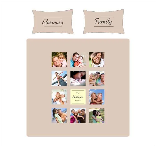 Personalized Photo Bed Sheet for Family