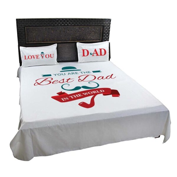 Best Dad in the World Bed Sheet for Father with Pillow Covers