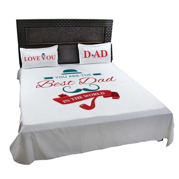 Best Dad in the World Bed Sheet for Father with Pillow Covers