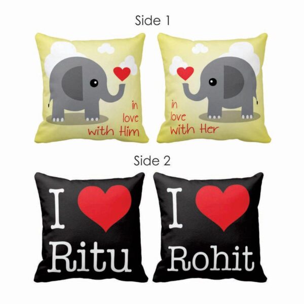 Personalized I Love Couple Double Side Printed Cushion Covers – Set of 2