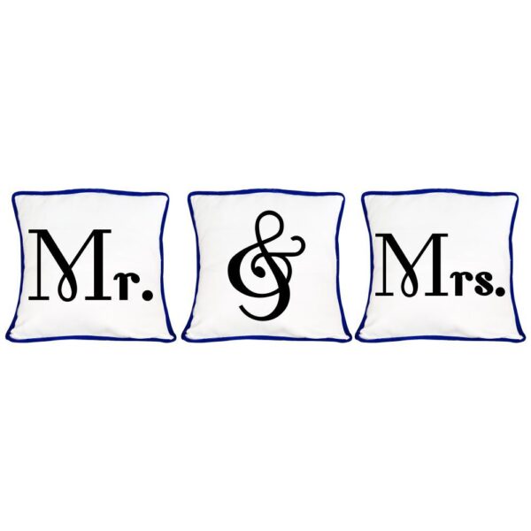 Mr and Mrs Couple Double Side Printed Cushion Covers –Set of 3