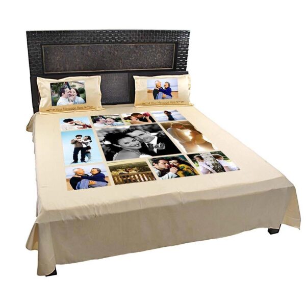Personalized Photo Collage Double Bed sheet with Pillow Covers