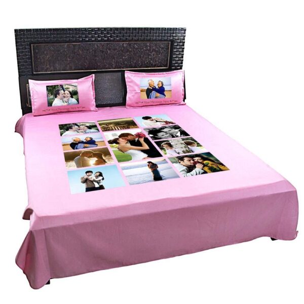 Personalized Photo Collage Double Bed sheet with Pillow Covers