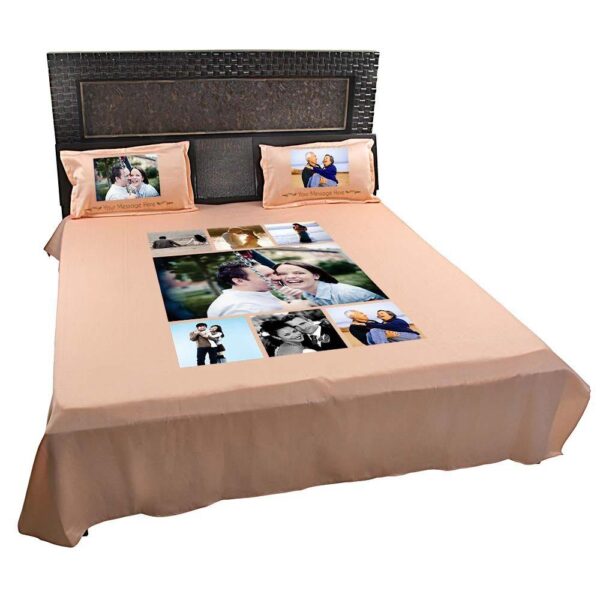 Personalized 7 Photo Collage Double Bed sheet with Pillow Covers