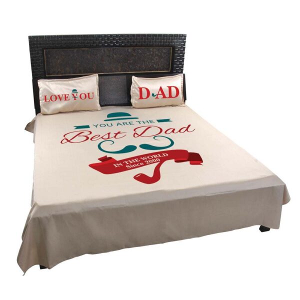 Best Dad in the World Bed Sheet for Father with Pillow Covers