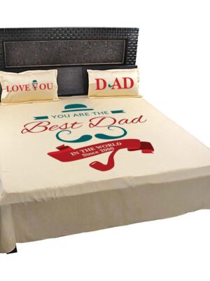 Best Dad in the World Bed Sheet for Father with Pillow Covers