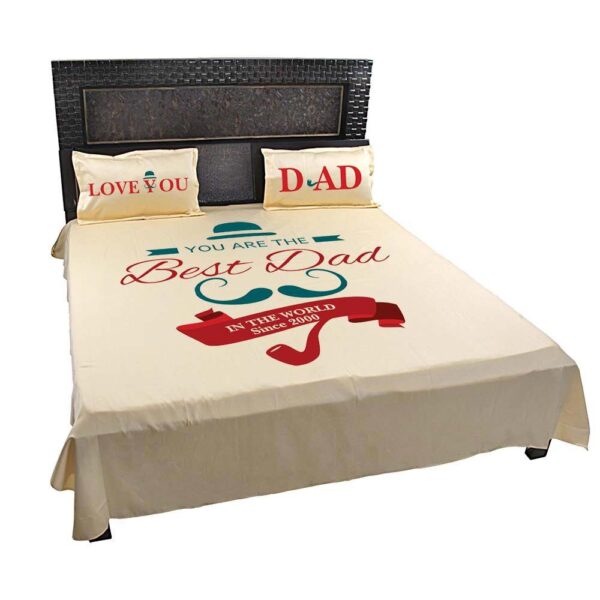 Best Dad in the World Bed Sheet for Father with Pillow Covers