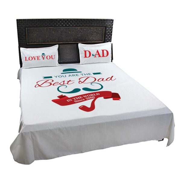 Best Dad in the World Bed Sheet for Father with Pillow Covers