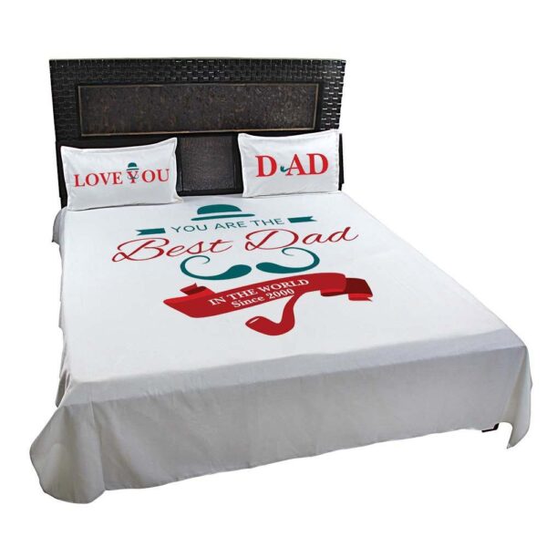 Best Dad in the World Bed Sheet for Father with Pillow Covers