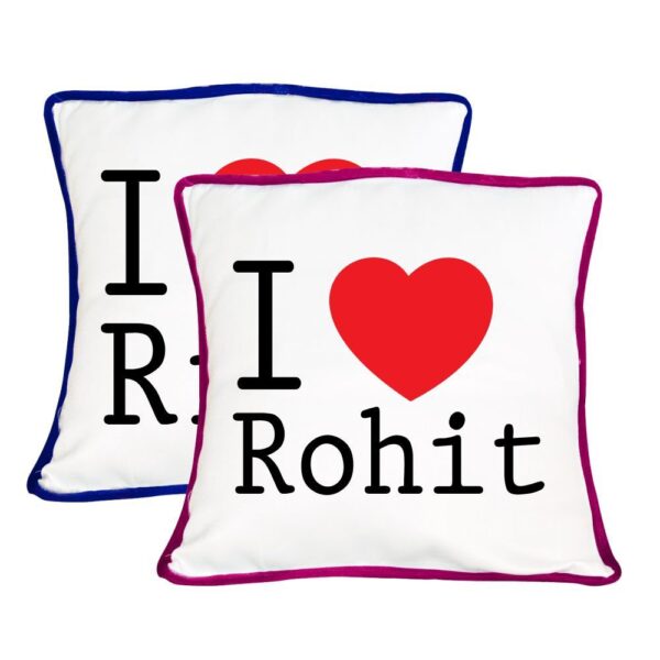 Personalized I Love Couple Double Side Printed Cushion Covers – Set of 2