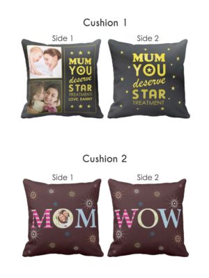 Personalized Wow Mom you Star both Side Printed Cushion Covers Set of 2