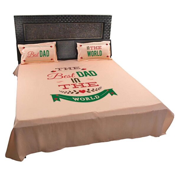 World Best Dad Bed sheet With Pillow Covers for Father