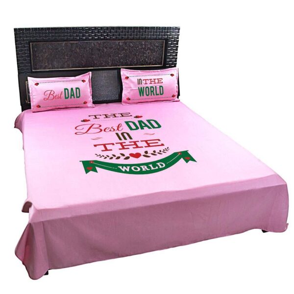 World Best Dad Bed sheet With Pillow Covers for Father
