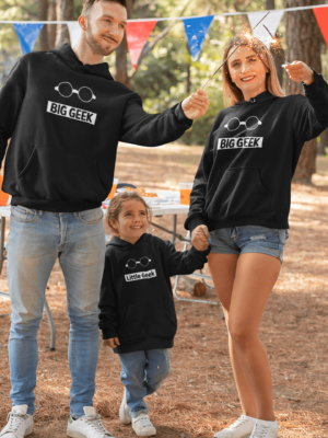 Big Geek Parents And Child Family Hoodies Set