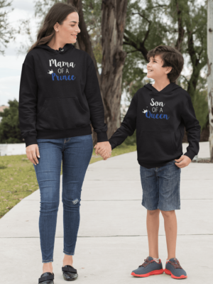 Mother of Prince & Son of Queen Family Hoodies Set for Women and Kid