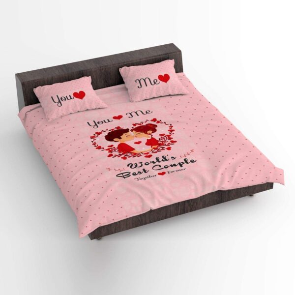 U and Me Together Forever Bedsheet for Couple Pillow Covers