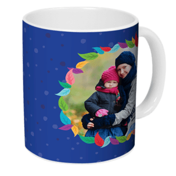 Blue Floral Birthday Photo Mug