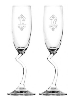 10th Wedding Anniversary Salsa Champagne Flutes Set of 2