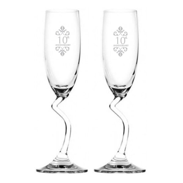 10th Wedding Anniversary Salsa Champagne Flutes Set of 2