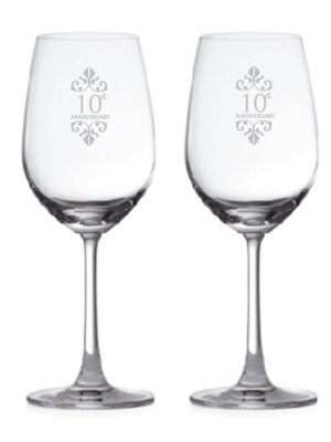 10th Anniversary set of Wine glasses