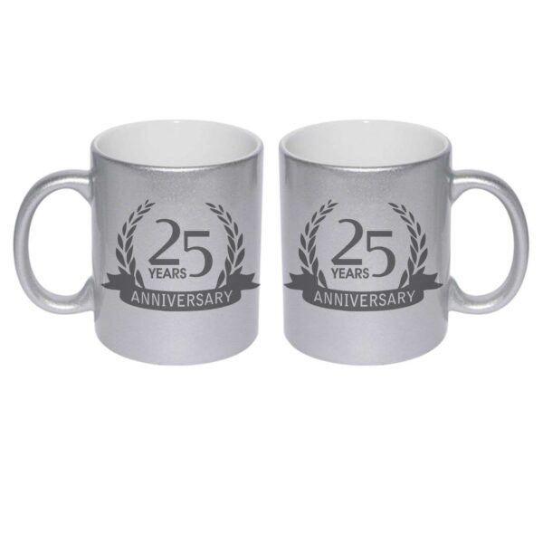 25th Happy Silver Anniversary Couple Coffee Mugs Set of 2