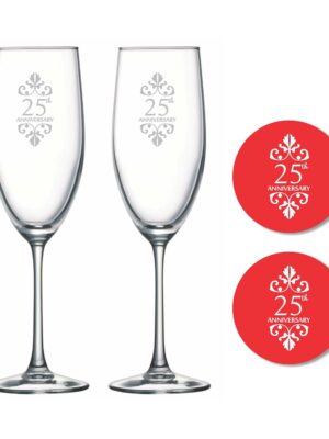 25th Wedding Anniversary Champagne Flutes Set of 2