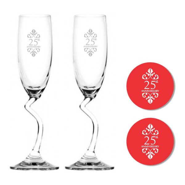 25th Wedding Anniversary Champagne Flutes Set of 2