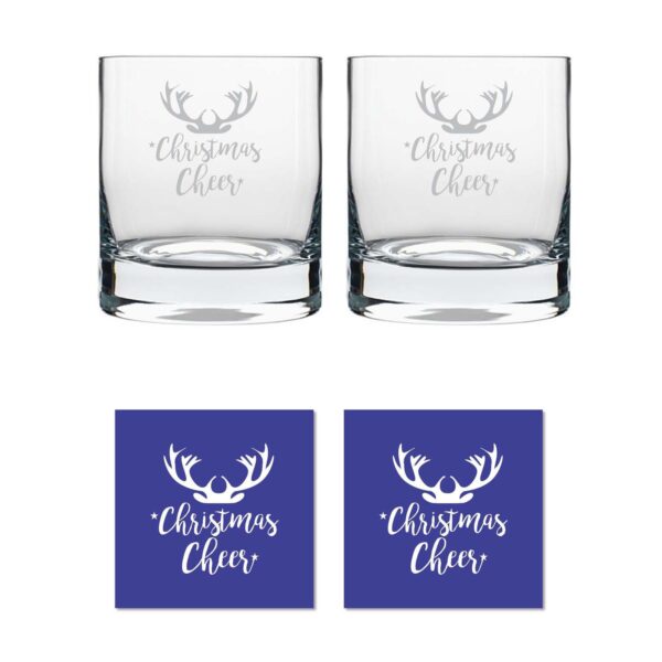 Reindeer Christmas Cheer Whiskey Glasses