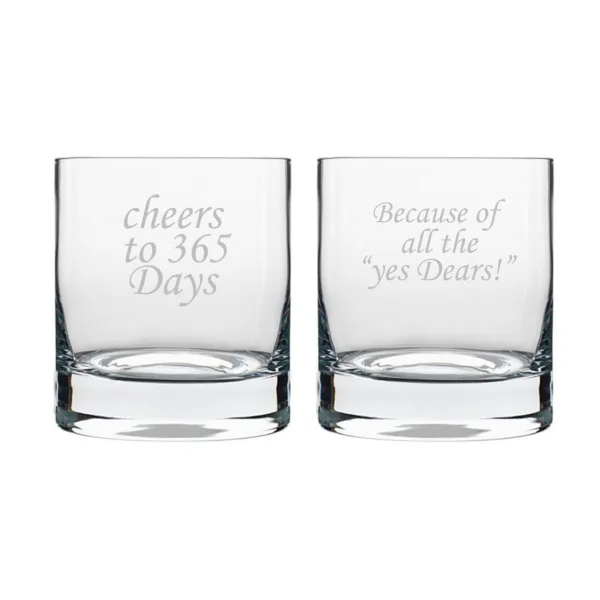 Cheers 1st Anniversary Whiskey Glasses
