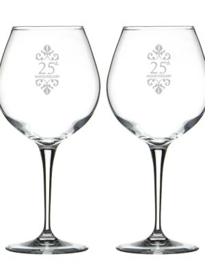 25th Marriage Anniversary Wine Glasses