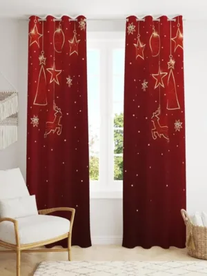 Snow Star Ball Printed Christmas Curtain