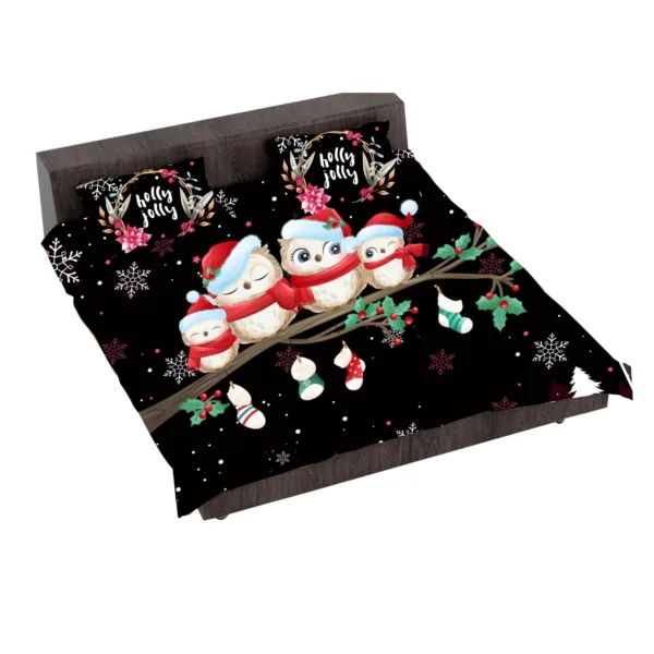 Sitting Owls Christmas Bedsheet