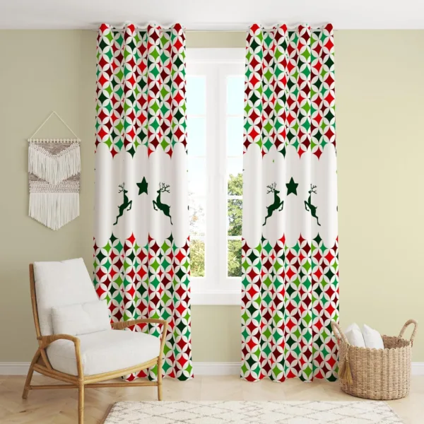 Reindeer & Stars Pattern Christmas curtain