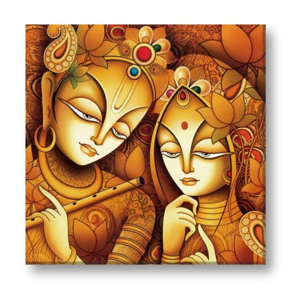 Artistic Radha Krishna with Flute Canvas Frame