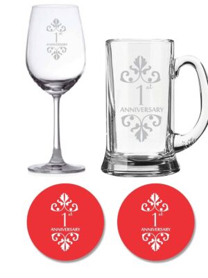 1st Marriage Anniversary Beer Wine Glass