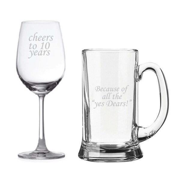 Cheers 10th Anniversary Beer and Wine Glasses Set of 2