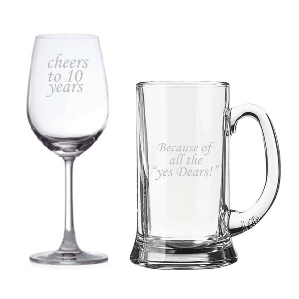 Cheers 10th Anniversary Beer and Wine Glasses Set of 2