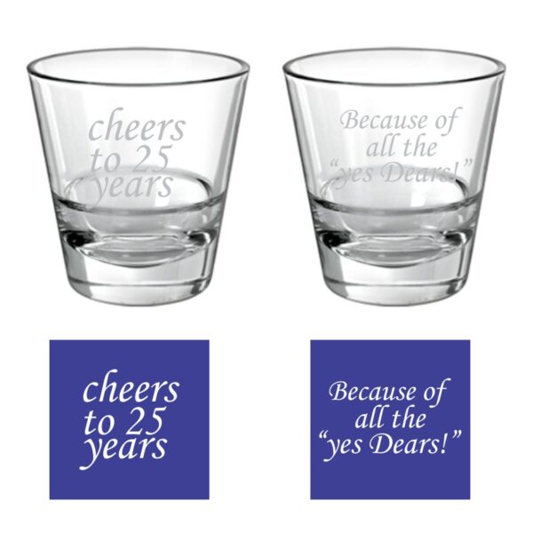 Cheers 25th Anniversary Whiskey Glasses
