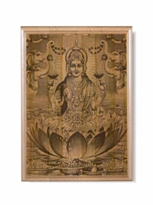 Engraved Goddess Lakshmi Wooden Plaque