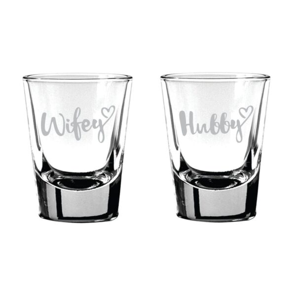 Engraved Hubby Wifey Shot Glasses Set of 2