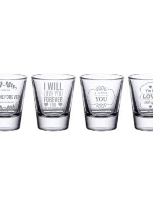 Be Mine Forever Engraved Shot Glasses - Set of 4