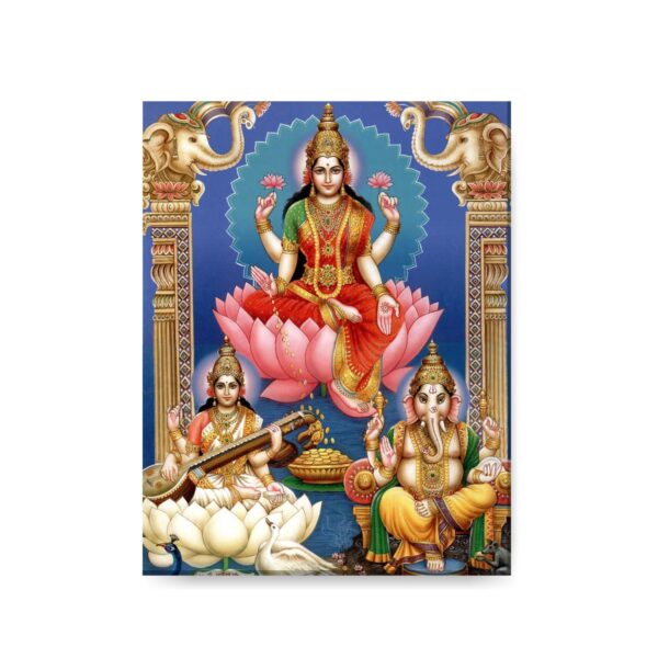 Auspicious Laxmi Ganesh Saraswati Painting Canvas Frame