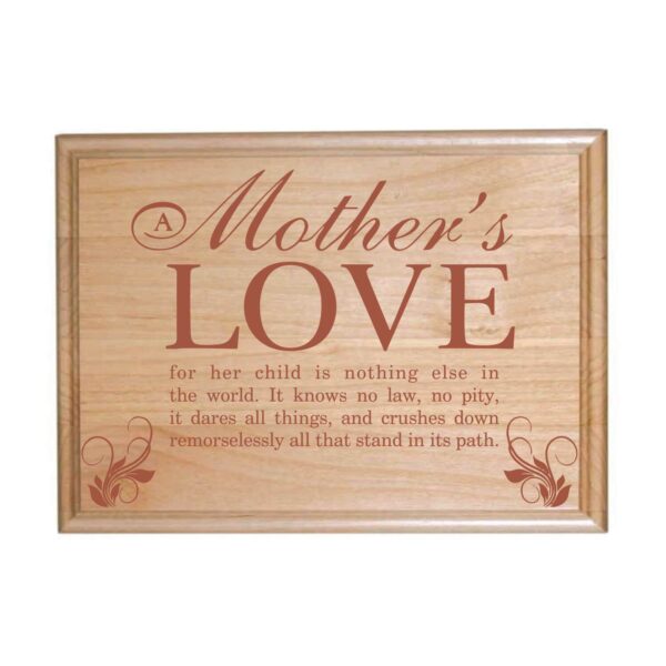 Mothers Love Engraved Wooden Plaque