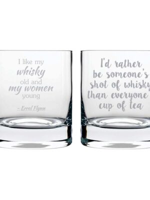 Old Whisky Young Women Engraved Whiskey Glasses - Set of 2